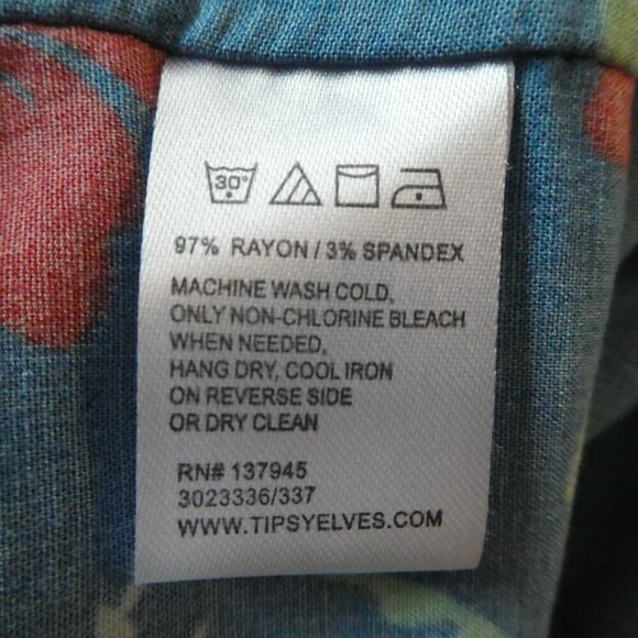 Tipsy Elves Blue Hawaiian Santa Short Sleeve Button Down Shirt Mens Small - Picture 5 of 5